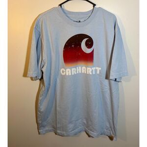 Carhartt Logo Crewneck T‑Shirt Loose Fit Large Light blue